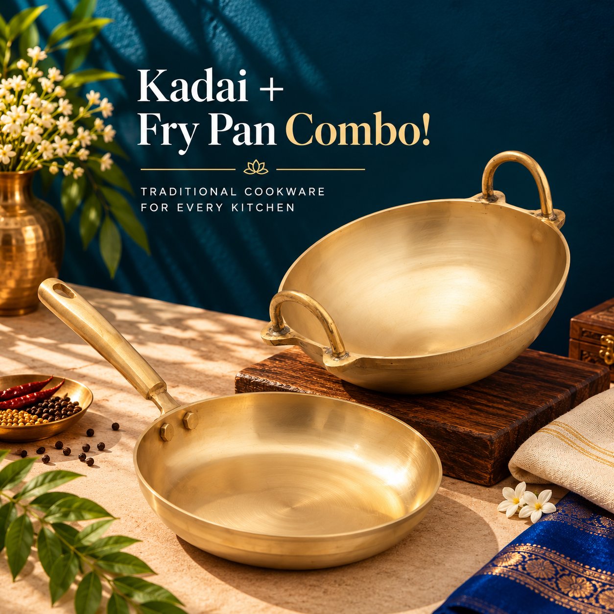 Bronze Fry Pan + Kadai Combo!